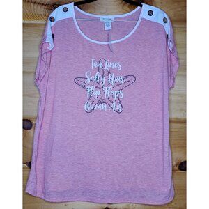 New Exclusive One Women's 2X Plus Size Blouse Pink Comfy Top Casual Beach Shirt